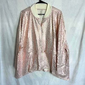 Zuda Woman Active Jacket Rose Gold Cheetah Print Zip Stretch‎ Iridescent 1X NWT